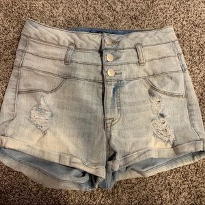 Refuge light wash high waisted shorts